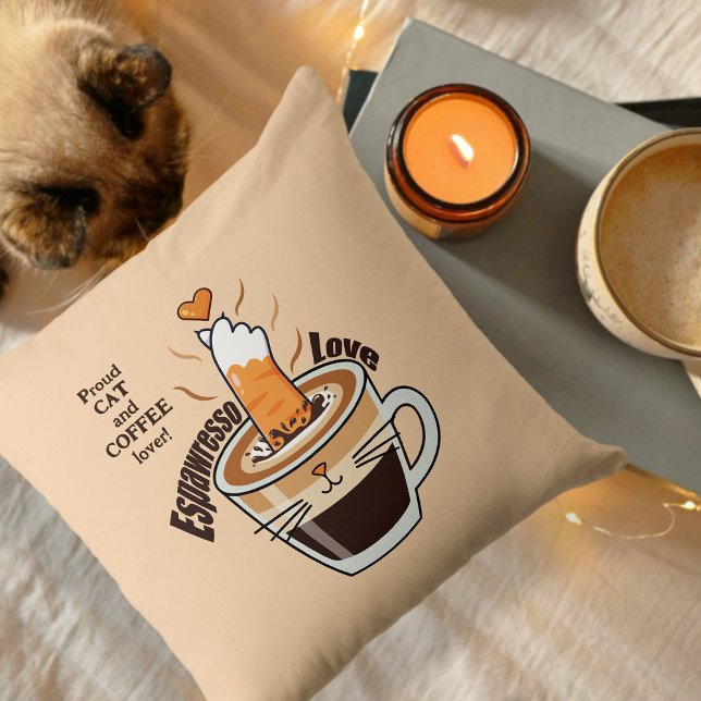 Lustige Rustikale Gemütliche Kaffee-Katze-Liebhabe Kissen (Von Creator hochgeladen)