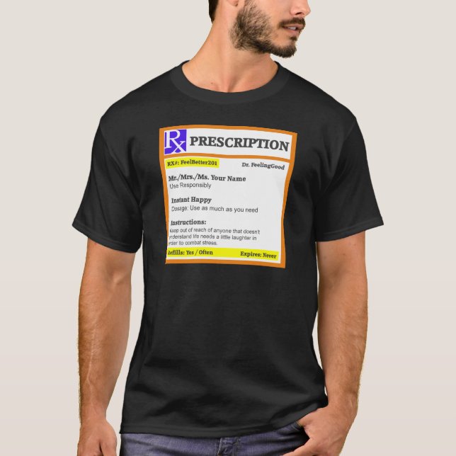 Lustige rx Verordnung T-Shirt (Vorderseite)