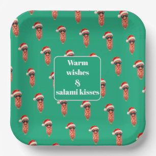 Lustige Salami Küsse Apero Weihnachten Pappteller