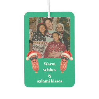 Lustige Salamiküsse Familienfoto Weihnachten Autolufterfrischer