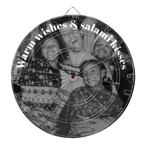 Lustige Salamiküsse Familienfoto Weihnachten Dartscheibe