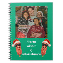 Lustige Salamiküsse Familienfoto Weihnachten