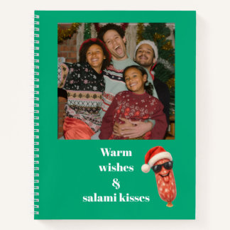 Lustige Salamiküsse Familienfoto Weihnachten Notizbuch