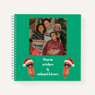 Lustige Salamiküsse Familienfoto Weihnachten Notizbuch