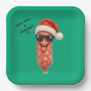 Lustige Salamiküsse Weihnachten Pappteller