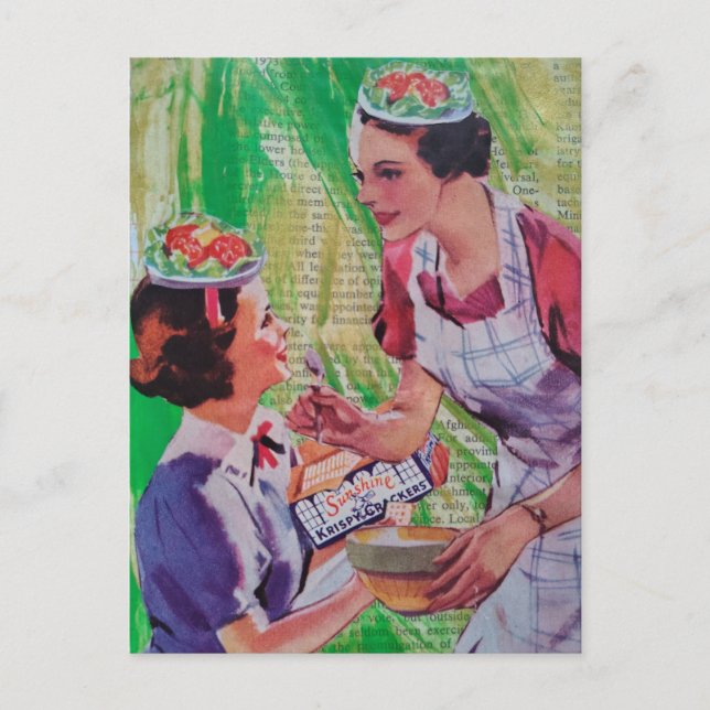 Lustige Salathüte Collage Postkarte (Vorderseite)