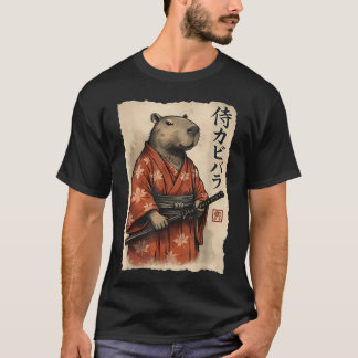 Lustige Samurai Capybara Japanische Kunst Vintage T-Shirt