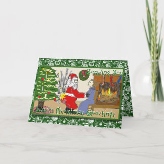 Lustige Sankt auf Feuer-Weihnachtskarte Feiertagskarte