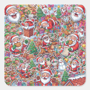 Lustige Santa-Ausdrücke Weihnachts-Sticker-Bomben- Quadratischer Aufkleber
