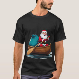 lustige Santa-Claus beim Rudern des T - Shirt