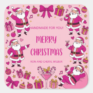 Lustige Santa-Friendsmas-Weihnachtsfeier Quadrat Quadratischer Aufkleber