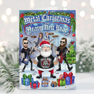 Lustige Santa Heavy Metal Weihnachtskarte Feiertagskarte