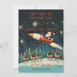 Lustige Santa Retro Weihnachtsabend Flache Feierta Feiertagskarte