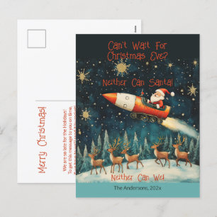 Lustige Santa Retro-Weihnachtsabend-Postkarte Feiertagspostkarte