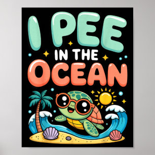 Lustige sarkastische Strand kawaii Schildkröte Kin Poster