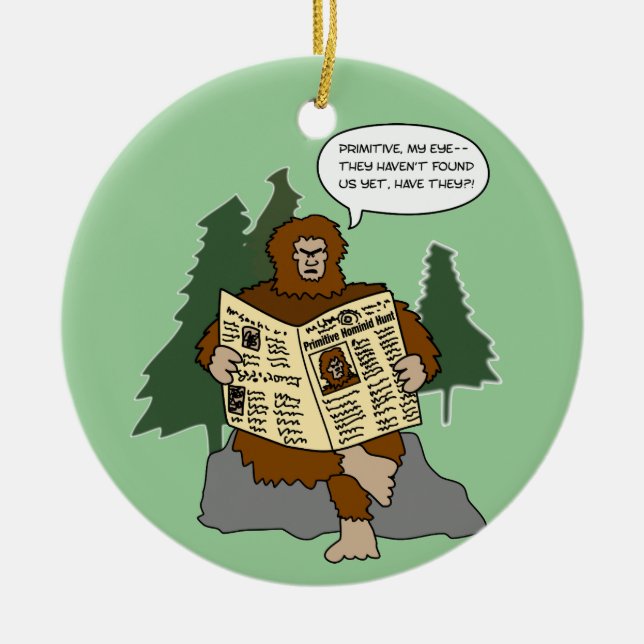 Lustige Sasquatch Keramikornament (Vorne)