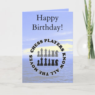 Lustige Schach-Spieler kennen alle Bewegungen Karte