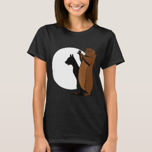 Lustige Schatten-Puppe von Waldmurmeltier-Hund T-Shirt