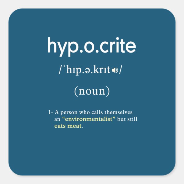 lustige Scheindefinition vegan Quadratischer Aufkleber (Vorderseite)