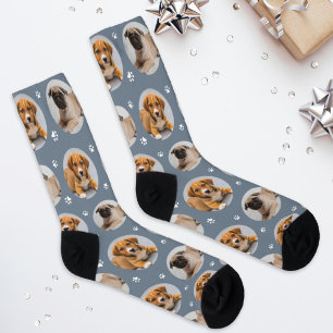 Lustige Schieferplatte Custom 2 Hunde-Foto Pfotena Socken