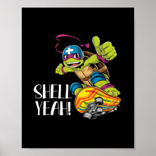 Lustige Schildkröte auf Skateboard mit Panzer Yeah Poster