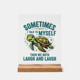 Lustige Schildkröte, die mit sich selbst spricht, Acrylschild