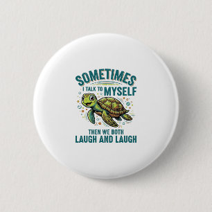 Lustige Schildkröte, die mit sich selbst spricht, Button