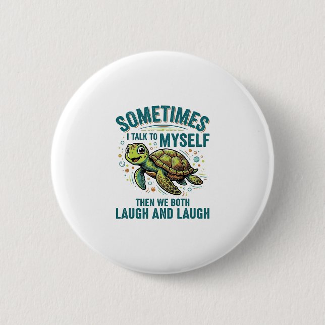 Lustige Schildkröte, die mit sich selbst spricht,  Button (Vorderseite)