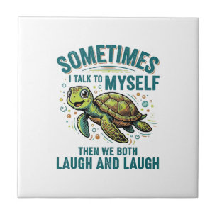 Lustige Schildkröte, die mit sich selbst spricht, Fliese