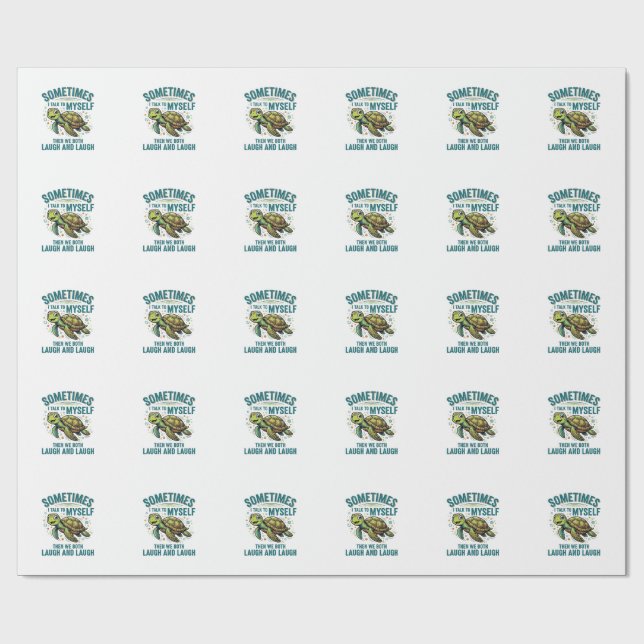 Lustige Schildkröte, die mit sich selbst spricht,  Geschenkpapier (Flach)