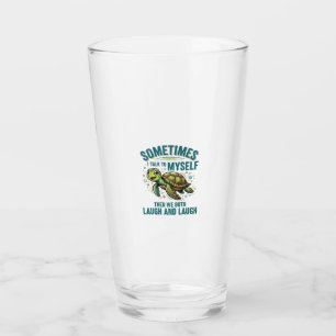 Lustige Schildkröte, die mit sich selbst spricht, Glas
