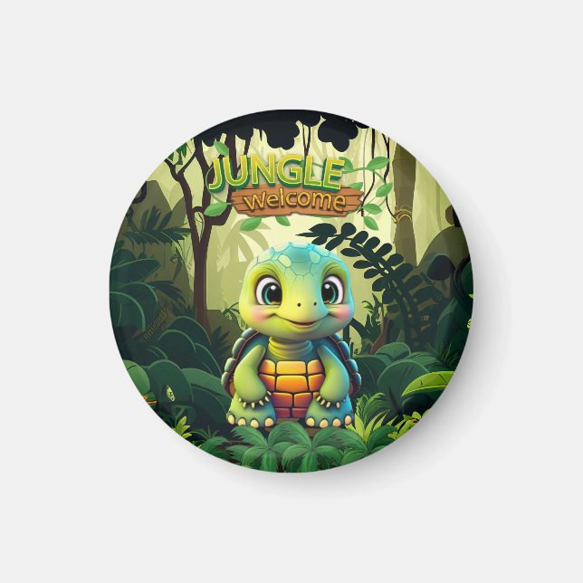 Lustige Schildkröte Dschungel Willkommensbox Schil Magnet (Vorne)
