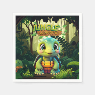 Lustige Schildkröte Dschungel Willkommensbox Schil Serviette