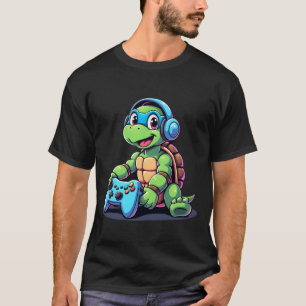 Lustige Schildkröte Gamer Gaming-Schildkröten Vide T-Shirt