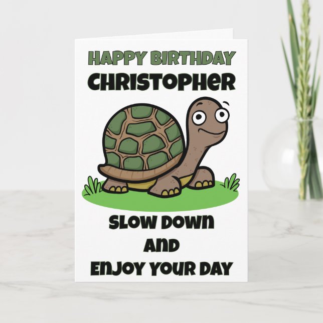 Lustige Schildkröte Geburtstag Langsam Und Beständ Karte (Vorderseite)