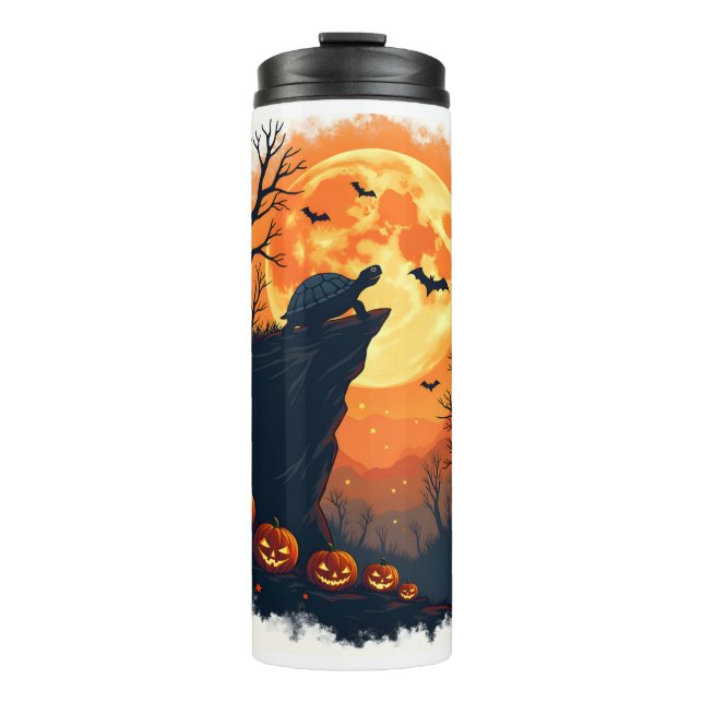 Lustige Schildkröte Halloween Silhouette Gruselige Thermosbecher (Vorderseite)