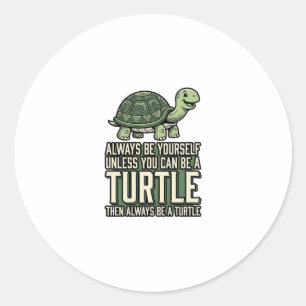 Lustige Schildkröte Sei Selbst Vintage-Shirt-Desig Runder Aufkleber