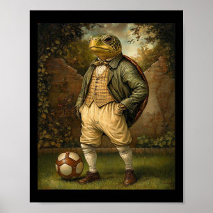 Lustige Schildkröte spielt Fußball Grafik seltsame Poster