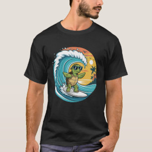 Lustige Schildkröte Surfbrett Strand Sommer Surfen T-Shirt