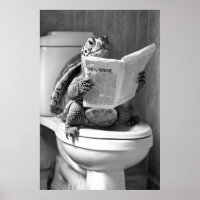 Lustige Schildkröte Toiletten Druck, Zeitung lesen