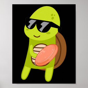 Lustige Schildkröte trägt Sonnenbrille beim Discgo Poster
