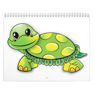 Lustige Schildkröte und Schildkröten-Zeichnung für Kalender