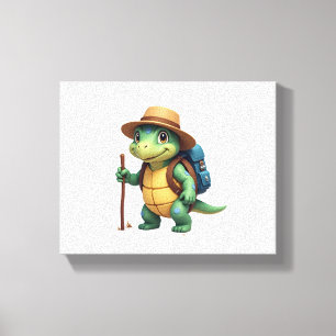 Lustige Schildkröte Wandern Grafik Camping Liebhab Leinwanddruck