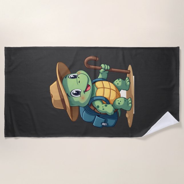 Lustige Schildkröte Wandern Grafik Camping Liebhab Strandtuch (Vorderseite)
