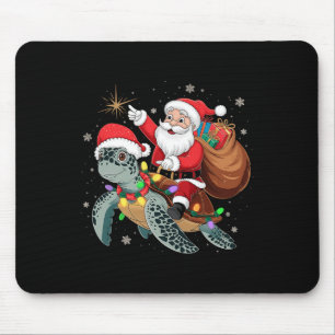 Lustige Schildkröte Weihnachten Santa Reitet Meere Mousepad