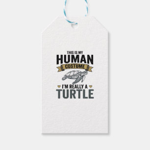 Lustige Schildkröten-Kostüm Vintage-Stich-Design_1 Geschenkanhänger