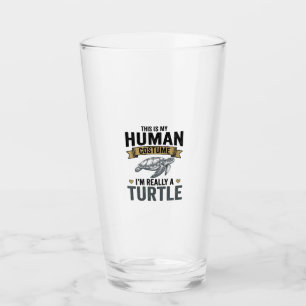 Lustige Schildkröten-Kostüm Vintage-Stich-Design_1 Glas