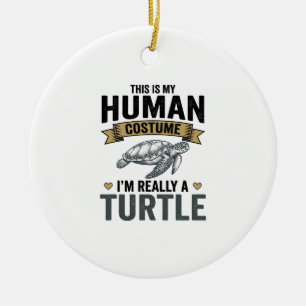 Lustige Schildkröten-Kostüm-Vintage-Stich-Design_1 Keramik Ornament
