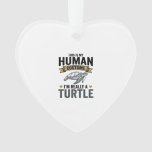 Lustige Schildkröten-Kostüm Vintage-Stich-Design_1 Ornament