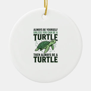 Lustige Schildkröten-Zitat Vintage-Gravur-Design_1 Keramik Ornament